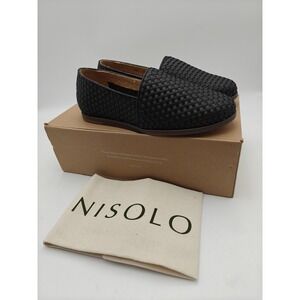 Nisolo Shoes Mens Size 9 Black Alejandro Woven Slip On Loafer Leather New